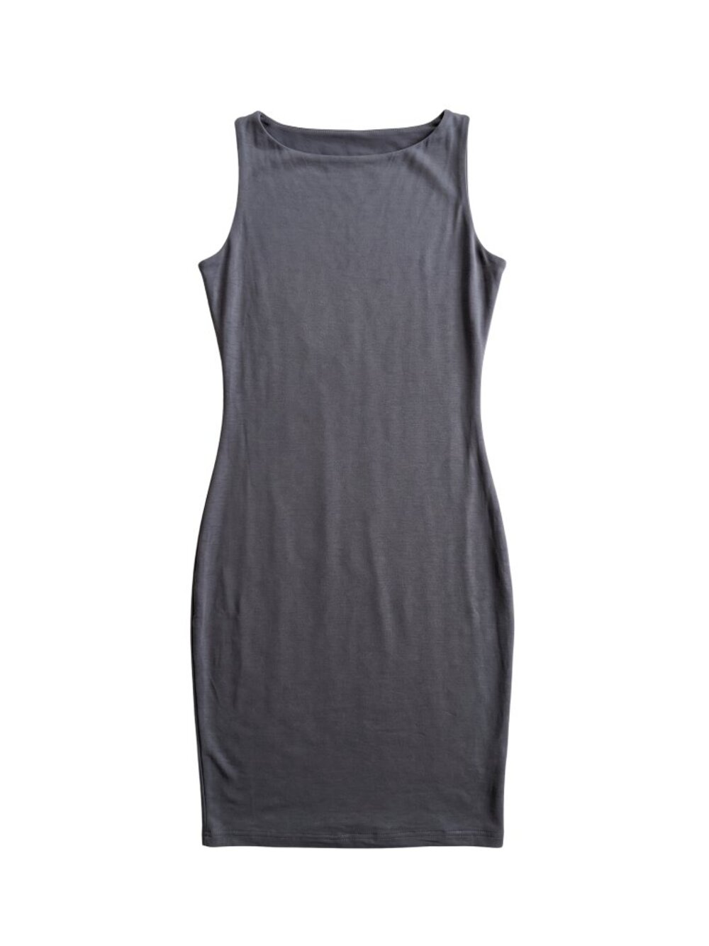 NWT | Gray Sleeveless High Neck Sheath Bodycon Mini Dress Casual Chic | Medium